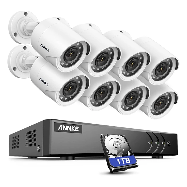 ANNKE 5MP Lite AI DVR with Human & Vehicle Detection, 8x 1080P Outdoor Surveillance Bullet Cameras, 1TB HDD
