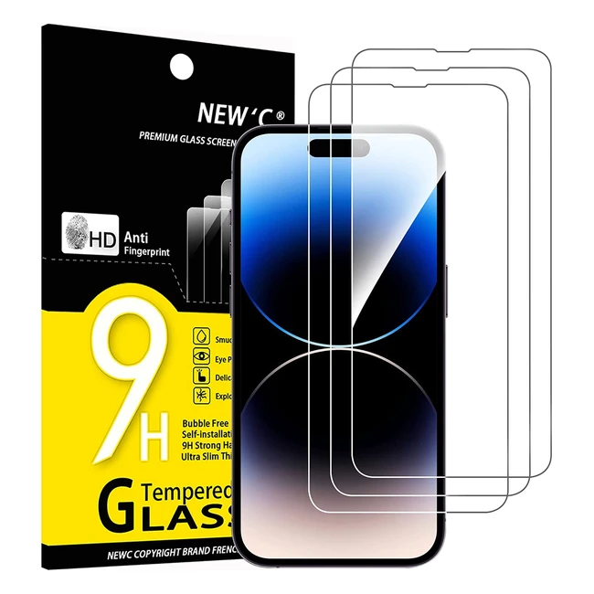 Lot de 3 verres trempés pour iPhone 14 Pro - Protection écran anti-rayures 9H, ultra transparent, sans bulles d'air