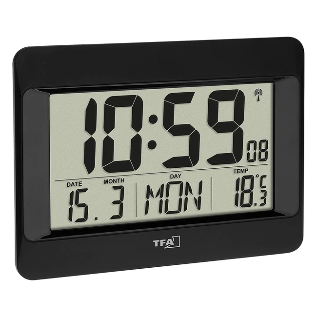 Horloge radiopilotée TFA 60451901 avec température - Noir