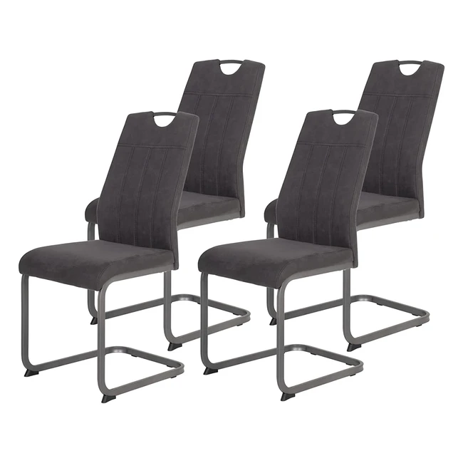 Christina II Esszimmerstühle, 4er-Set, Mikrofaser, Vintage-Look, Anthrazit, 58 x 43 x 98 cm