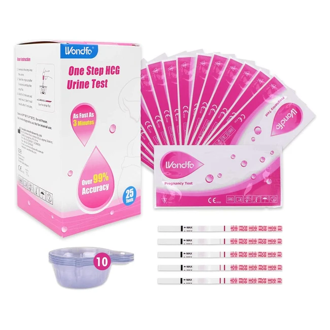 Wondfo Pregnancy Test - Early Detection, 25 Strips, 10 mIU/mL, Reliable Results