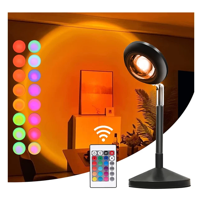 Lullabala Sunset Lamp - 180° Rotation, 16 Colors, Romantic Visual Mood Lighting with Remote
