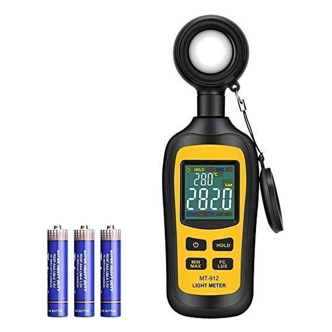 Handheld Digital Light Meter - Measures up to 200000 Lux with 4-Digit Color LCD Screen