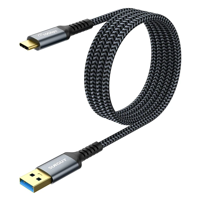 Câble USB-C 3.1 Gen 2 1,5 m en nylon tressé - Charge rapide 3A et transfert de données 10 Gbps - Compatible avec Galaxy S21 S20 S10 Note 20