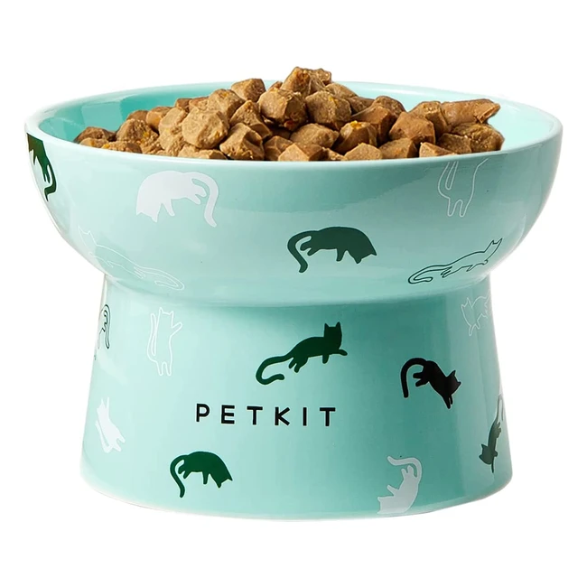 Petkit Ceramic Cat Food Bowl - Stress-Free Anti-Vomiting Dishwasher Safe Green