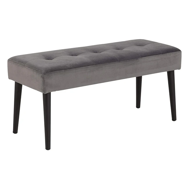 AC Design Furniture Gloria Bench - Luxuriöser Sitzplatz mit Samtbezug in Dunkelgrau und schwarzen Metallbeinen (95x38x45cm)
