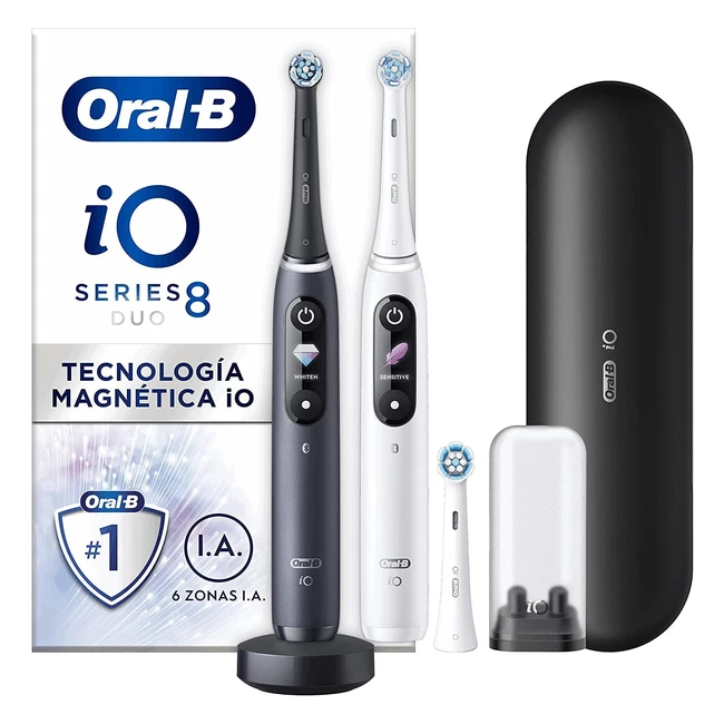 Pack 2 cepillos OralB IO8 con tecnología magnética IO de Braun, pantalla a color y 3 cabezales de recambio
