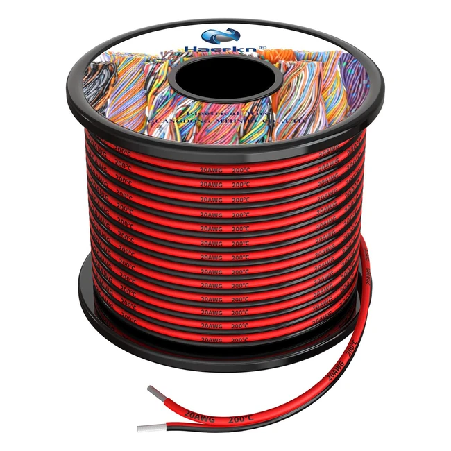 Silicone Electrical Wire 20AWG 2 Core Cable - 200ft Black/Red, High Temperature Resistance, Flexible