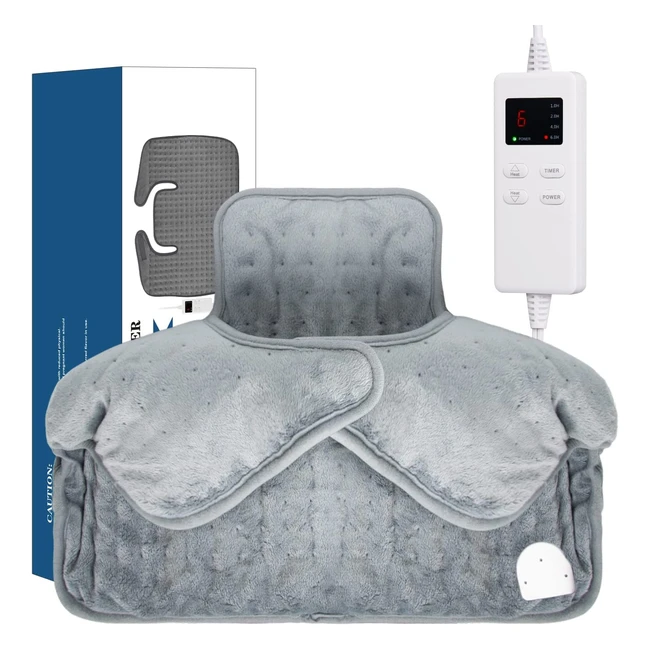 Almohadilla térmica eléctrica Yerdol para espalda, hombros y cuello con apagado automático - 6 niveles de calor y 4 apagados automáticos