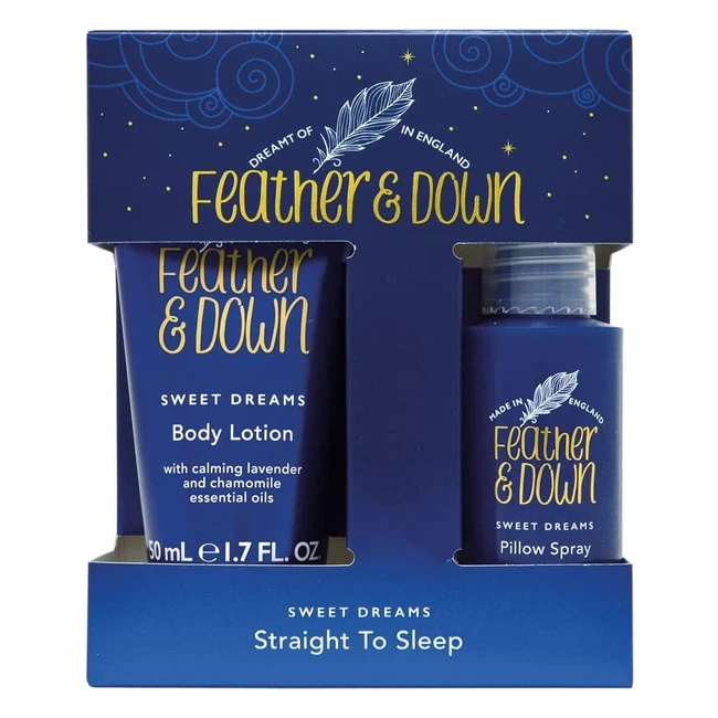 Feather Down Straight to Sleep Gift Set - Lavender  Chamomile Essential Oils - 