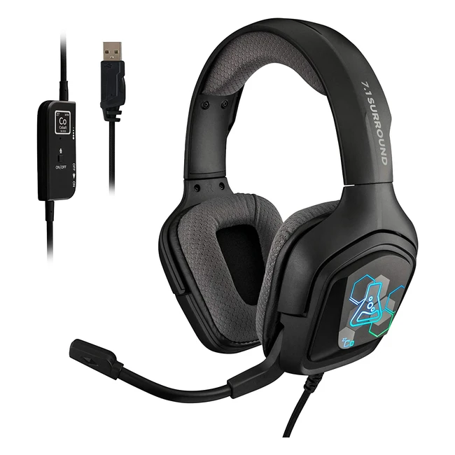Casque Gamer Korp Cobalt 71 Surround Sound - Microphone Flexible - Confortable et Léger - Compatible PC PS4 PS5 - Noir