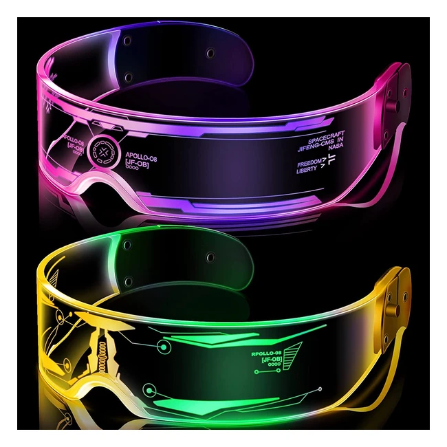 Lunettes Cyberpunk LED Kimimara - Visière 2 pièces - 7 couleurs - Universelles