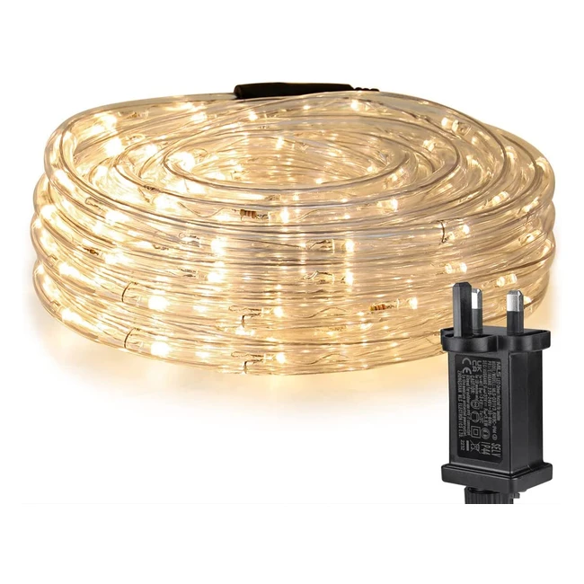 Lepro Connectable Outdoor Rope Lights - 10m/33ft, 240 LED, Waterproof, Low Voltage, Warm White