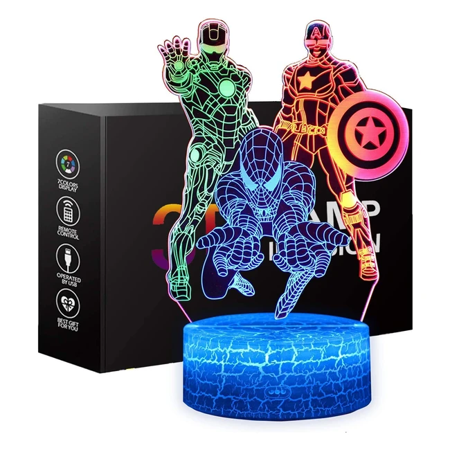 Spiderman 3D Night Light for Kids - Touch Control, Dynamic Color Changing, 3 Patterns - Perfect Gift for Boys