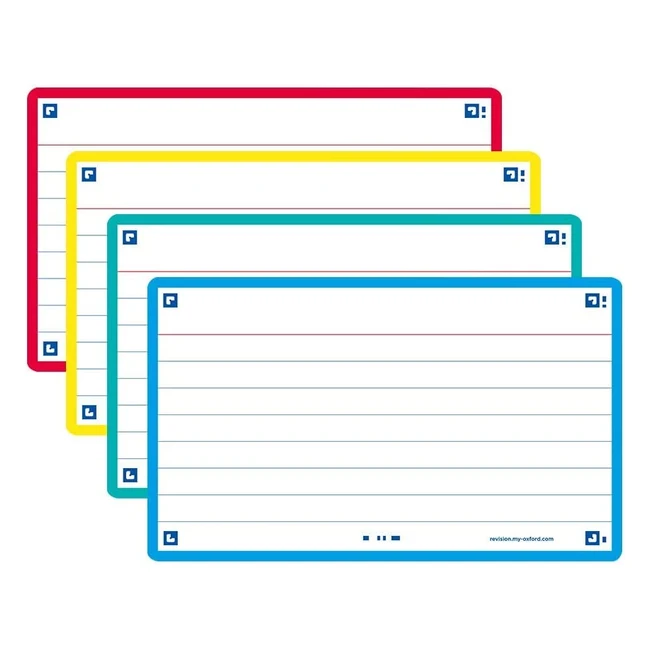 Oxford Flash Cards - Assorted Colors - Pack of 80 - Ruled - Premium Quality