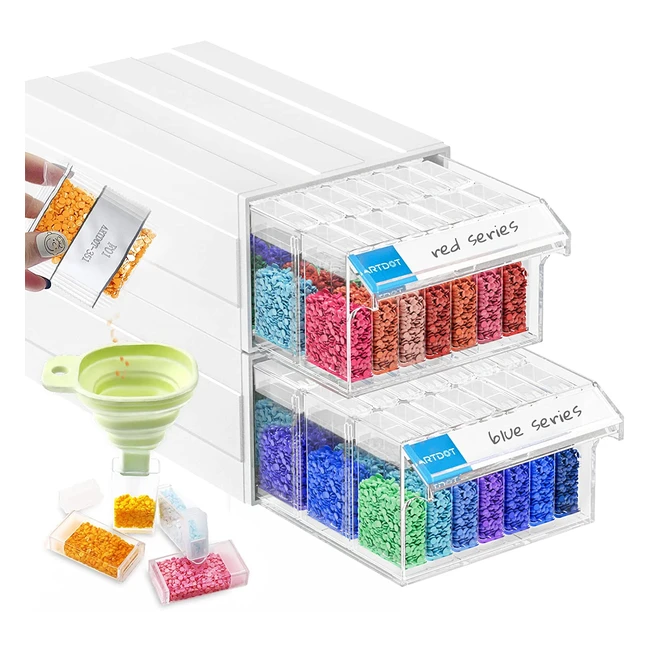 ArtDot Storage Boxes for Diamond Painting - 2 Sets of Stackable Organizers with 