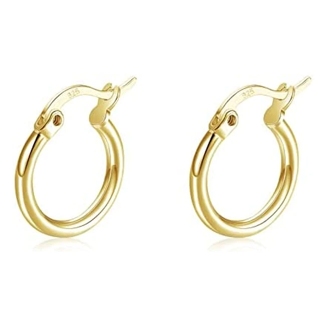 Rosejeopal Gold Plated Hoop Earrings - 925 Sterling Silver Post - Small and Hypo