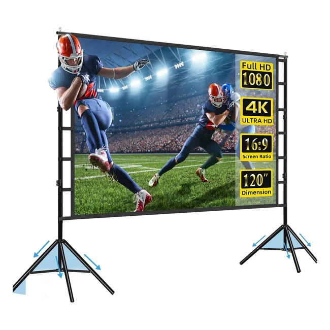 120-Inch Projector Screen with Stand for Home Theater and Outdoor Cinema - High-Resolution Display and Wide Viewing Angle
