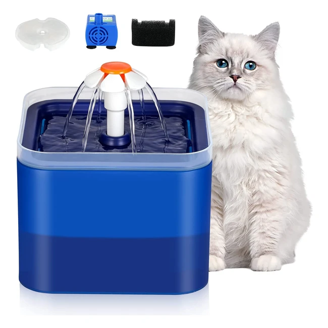 Gowedng Cat Water Fountain - Colorful Design, 67oz/2L Ultra-Quiet Pump with LED Light, 3 Ways to Drink, Automatic Drinking Fountain for Cats and Small Dogs - Blue