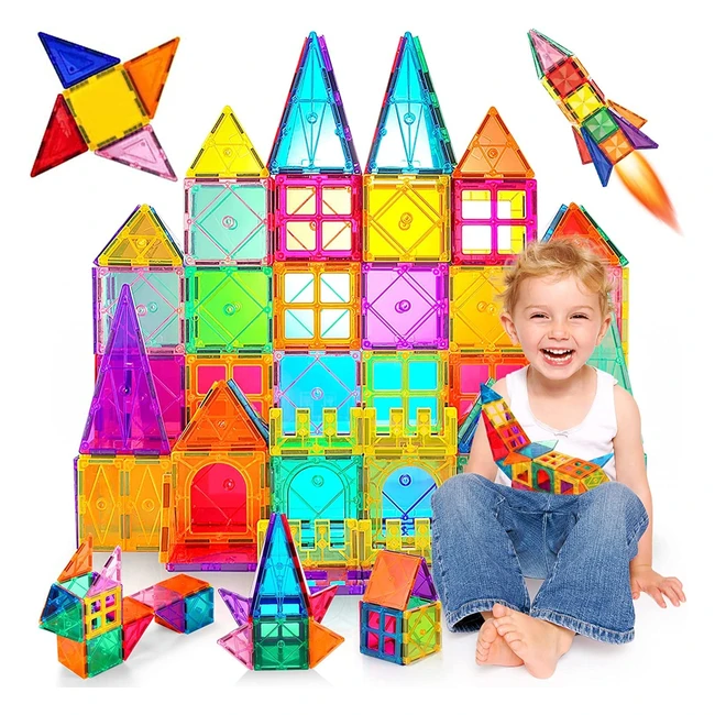 Kit di Costruzioni Magnetici per Bambini - 80 Pezzi 3D Educativo - Giocattoli per Bambini Montessori - Creatività e Stems - Ragazze e Ragazzi 3+