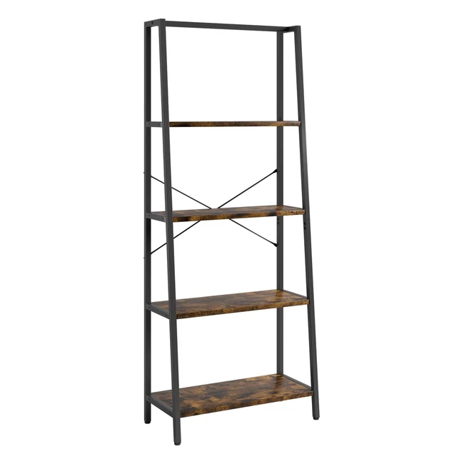 Novilla Regal Bücherregal 4-stufiges Leiterregal mit Metallrahmen einfach zu montieren für Wohnzimmer Schlafzimmer Küche Garten Industriedesign 60 x 30 x 150 cm braun