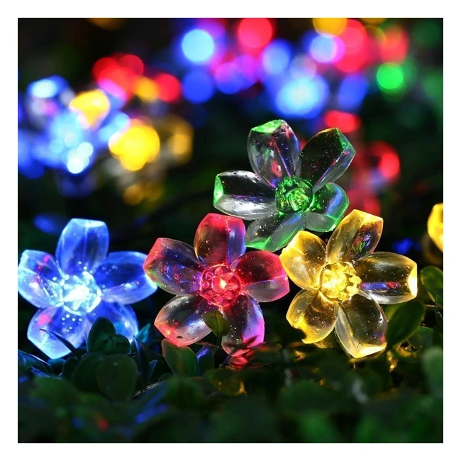 Guirlande solaire extrieure QederTek 7m 50 fleurs multicolores 8 modes tan