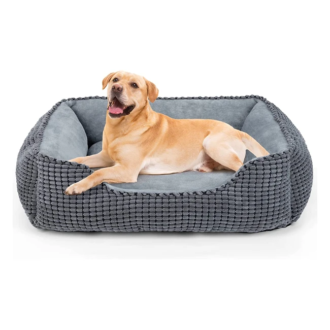 JoeJoy Large Washable Dog Bed - Super Soft Comfy Wool Fleece - Ideal for Medium to Large Dogs and Cats up to 40 lbs - Grey