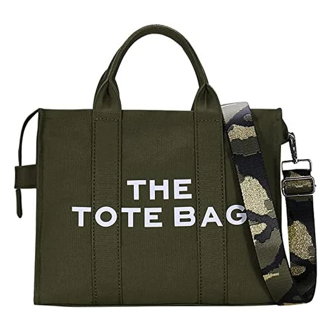 Casual Canvas Tote Bag with Zipper & Double Shoulder Straps - Ideal for Work, School & Travel