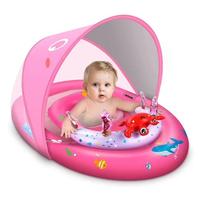 Flotador de piscina para bebé con protección solar UPF50, consola de juego y asiento ajustable - Laycol