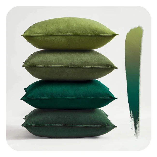 Topfinel Green Winter Throw Pillow Covers - Set of 4, Soft Velvet, Colorful, 12x12 Inches
