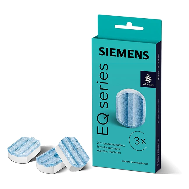Tablettes détartrantes Siemens TZ80002B en plastique pour une machine à café EQ optimisée
