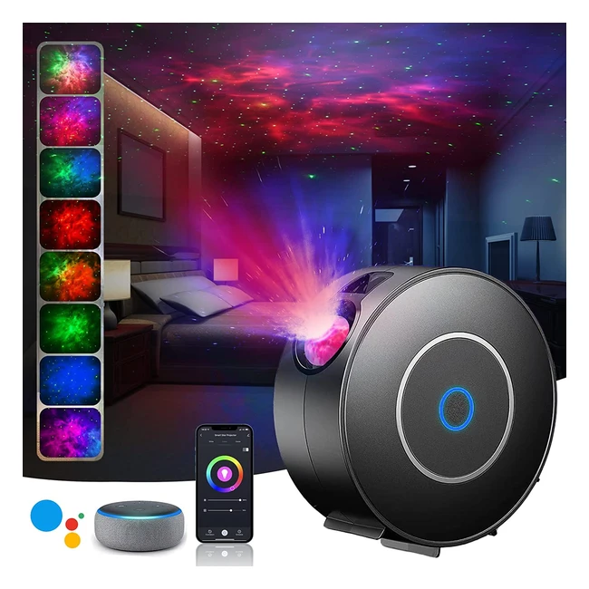 Galaxy Projector Night Light with Timer and Voice Control - 16 Colors RGB Dimmin