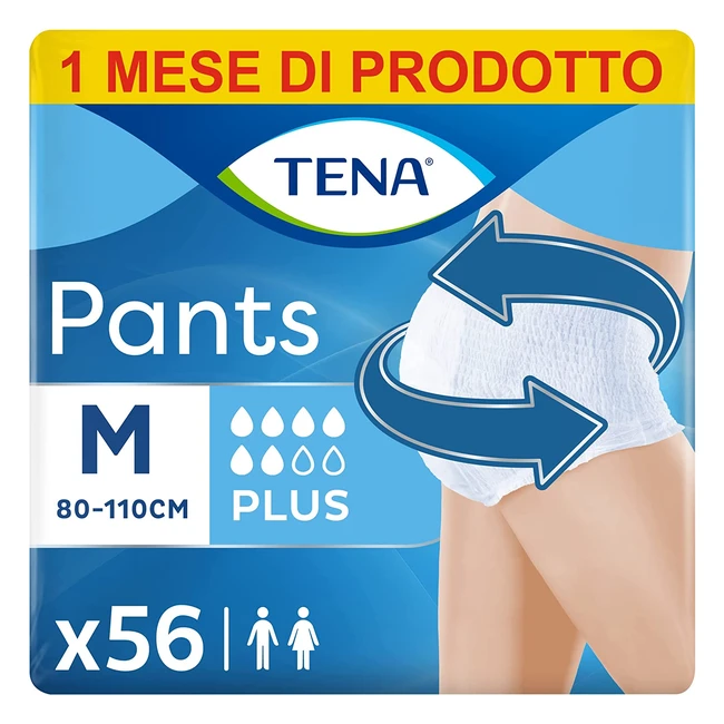 Tena Pants Plus Medium M - Mutandine Assorbenti Elasticizzate e Monouso per Perdite Urinarie - Scorta Mensile 4x14