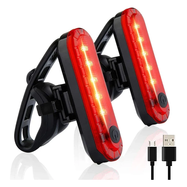 Luz trasera de bicicleta Volcano Eye 2 pcs USB recargable ultra brillante LED rojo de alta intensidad para seguridad en carretera y cascos