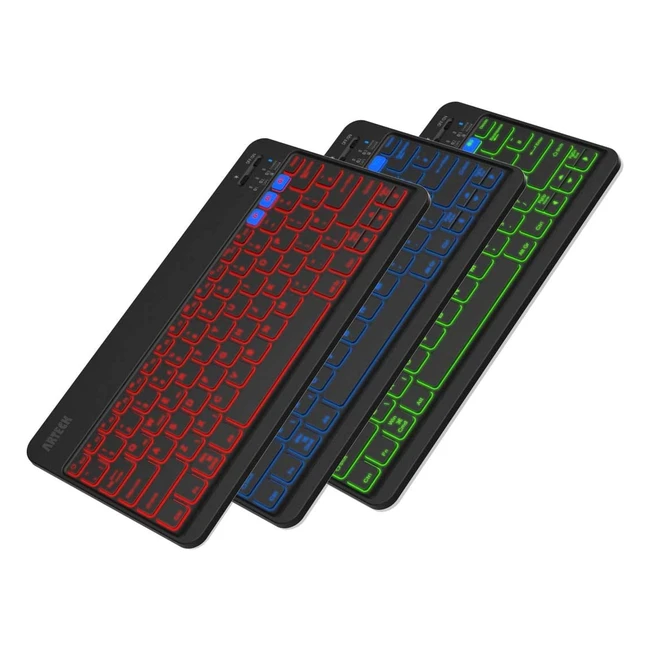 Arteck HB220B Universal Backlit Keyboard - 7 Colors Slim Portable Wireless f