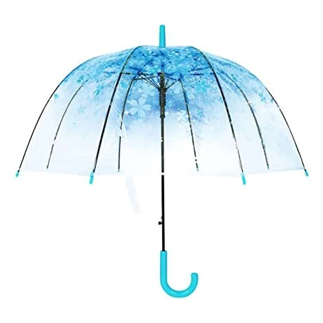 Clear Canopy Bubble Umbrella - Windproof, Waterproof, Lightweight Stick Umbrella with Cherry Blossom Design - #1PoeUmbrella