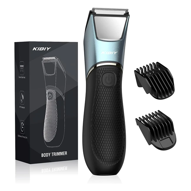 Kibiy Electric Body Groomer for Men - Waterproof Trimmer with LED Light and Mirror - Safe Ceramic Blades for Groin, Balls, and Pubic Hair