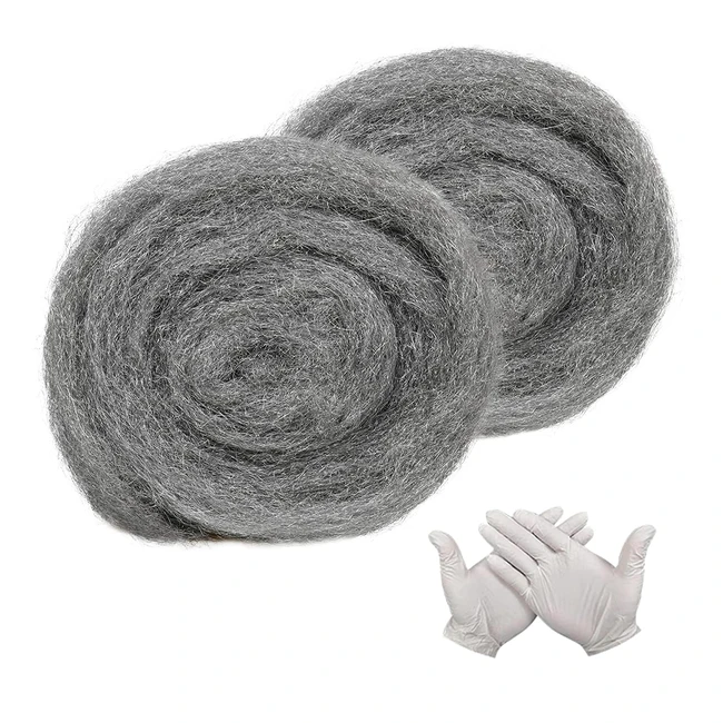 Steel Wool Mice 2-Pack 0000 Rodent Control - Stop Rats and Mice Insect Pest - Easy to Use DIY Kit with Work Gloves - Stainless Coarse Wire Wool Fill Fabric