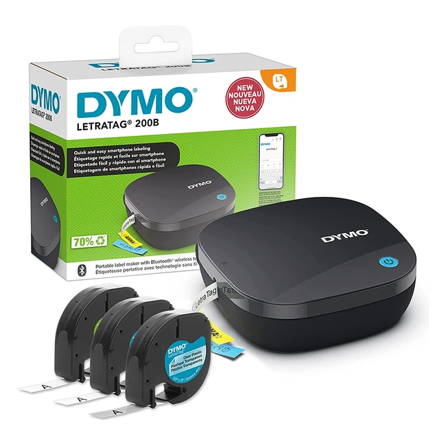 DYMO LetraTag 200B Bluetooth Label Maker - Compact and Wireless Printer with 3 Assorted Label Tapes