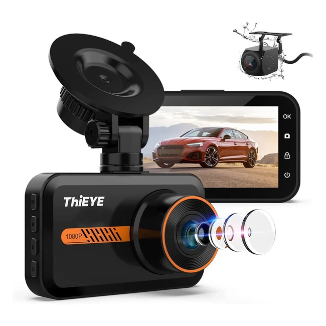 Thieye Dual Dash Cam 1080p HD Front and Rear Camera - Compact Design with G-Sensor and 24hr Monitoring