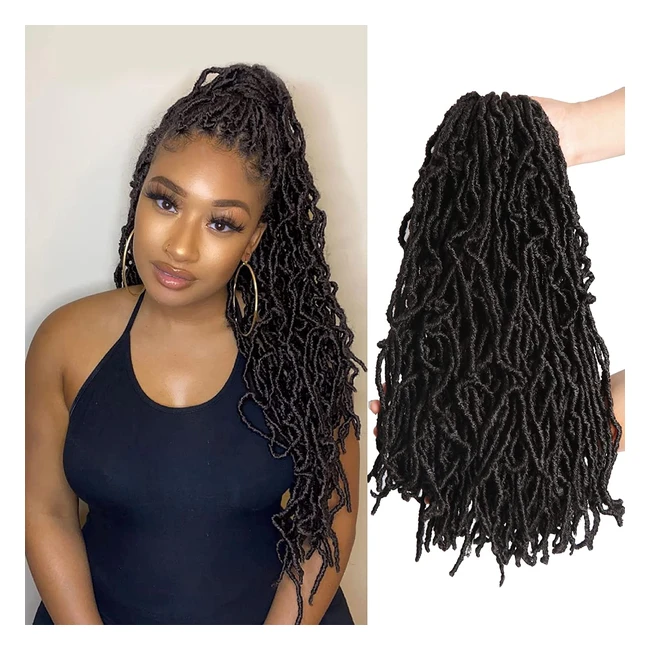 Nu Faux Locs Crochet Hair 18in Prelooped - Soft Synthetic Hair Extensions (6 Packs)