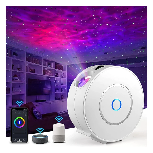 Immver Galaxy Star Projector - Smart WiFi App/Voice Control 3D LED Night Light with Nebula - RGB Dimmable Timing for Kids Bedroom Party Decor