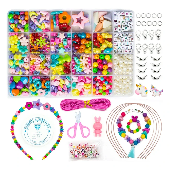 Wonderforu Beads Jewelry Making Kit for Kids - 800pcs DIY Alphabet Pop Beads