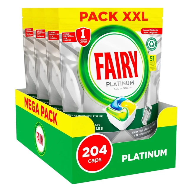 Fairy Platinum 204 capsule lavastoviglie con brillantante limone e prelavaggio i