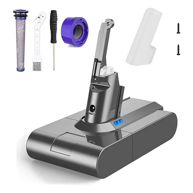 Batterie haute capacité 4600mAh pour Dyson V8 Absolute Animal Fluffy - Remplacement Dyson V8 SV10 avec 2 filtres, 1 brosse et 1 tournevis