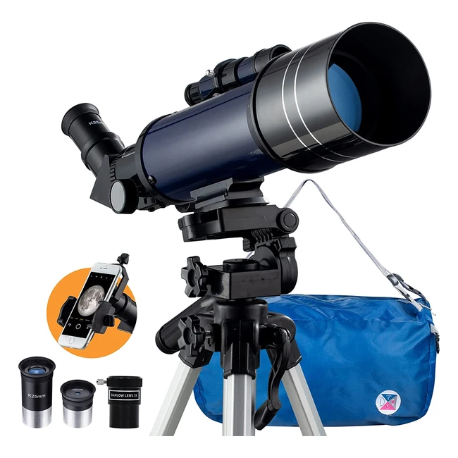 200x Pro Telescope for Astronomy - FMC Glass Optical Refractor with Adjustable Tripod, Phone Adapter, Barlow Lens, Moon Filters & Carrying Bag