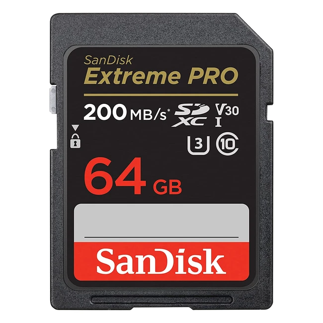 Sandisk Extreme Pro 64GB SDXC UHS-I V30 Memory Card - 200MB/s Transfer Speed, U3, 4K UHD Video, Quickflow Technology