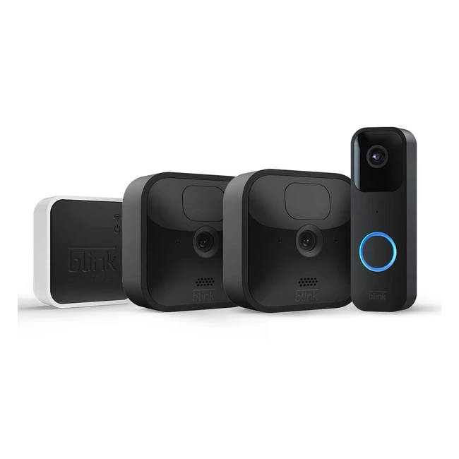 Blink Outdoor HD berwachungskamera 2er Bundle mit Video Doorbell und Alexa-Kom
