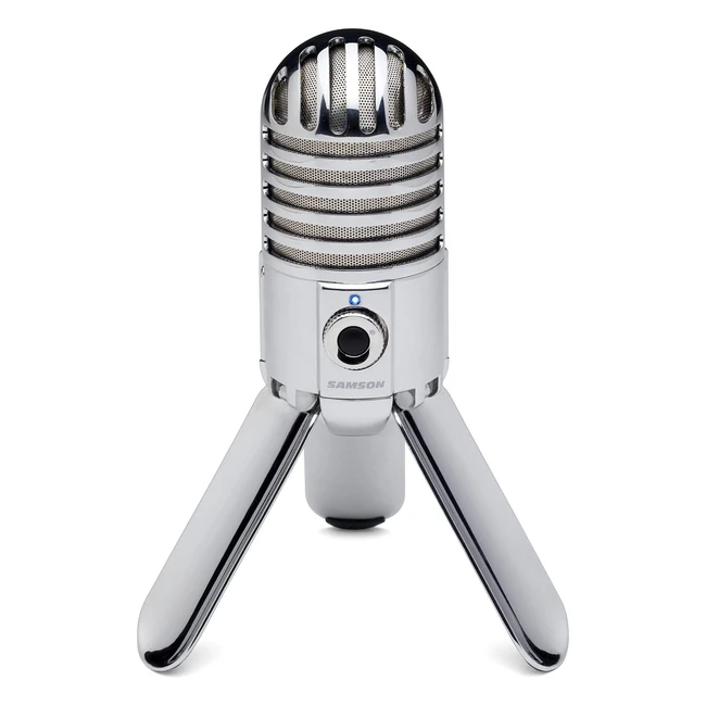 Microphone USB Samson Meteor Mic - Qualité studio portable - Enregistrement podcast, gaming, musique - Résolution 16bit 44148khz - Argent chromé