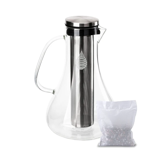PH Replenish Glass Alkaline Water Pitcher - Long Lasting Filter for Pure Drinkin